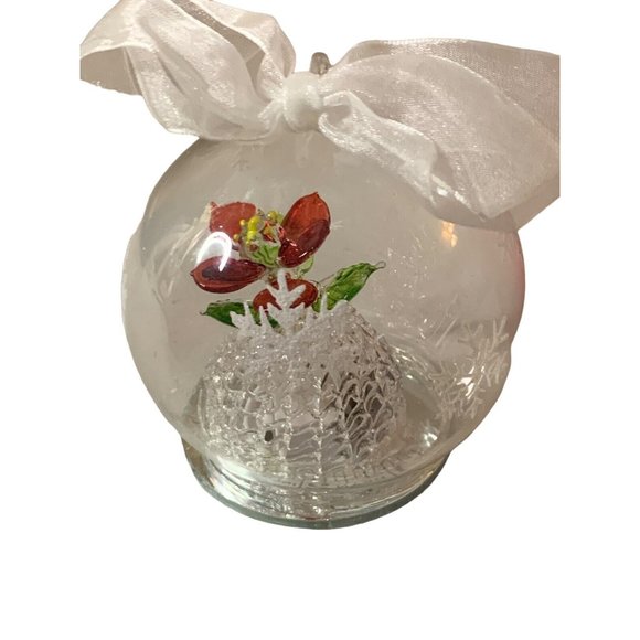 Handblown Glass Globe Ornament LED ChangingColor or Solid Light Flower NEW BATT - Picture 14 of 15